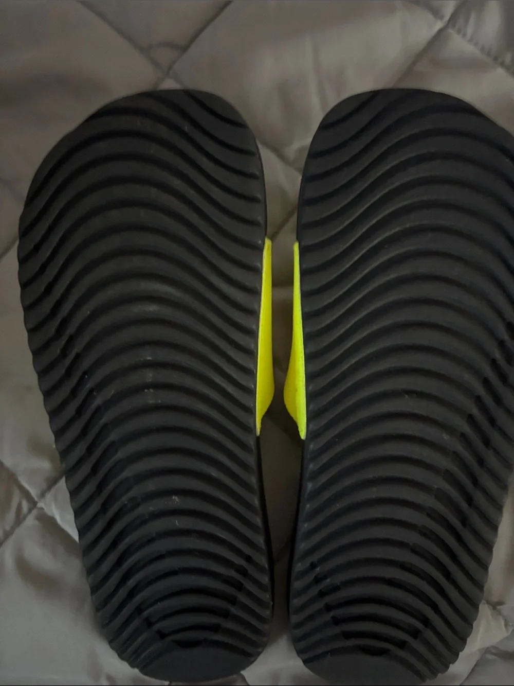 Nike Kids Neon Yellow Slide Sandals with Black Swoosh